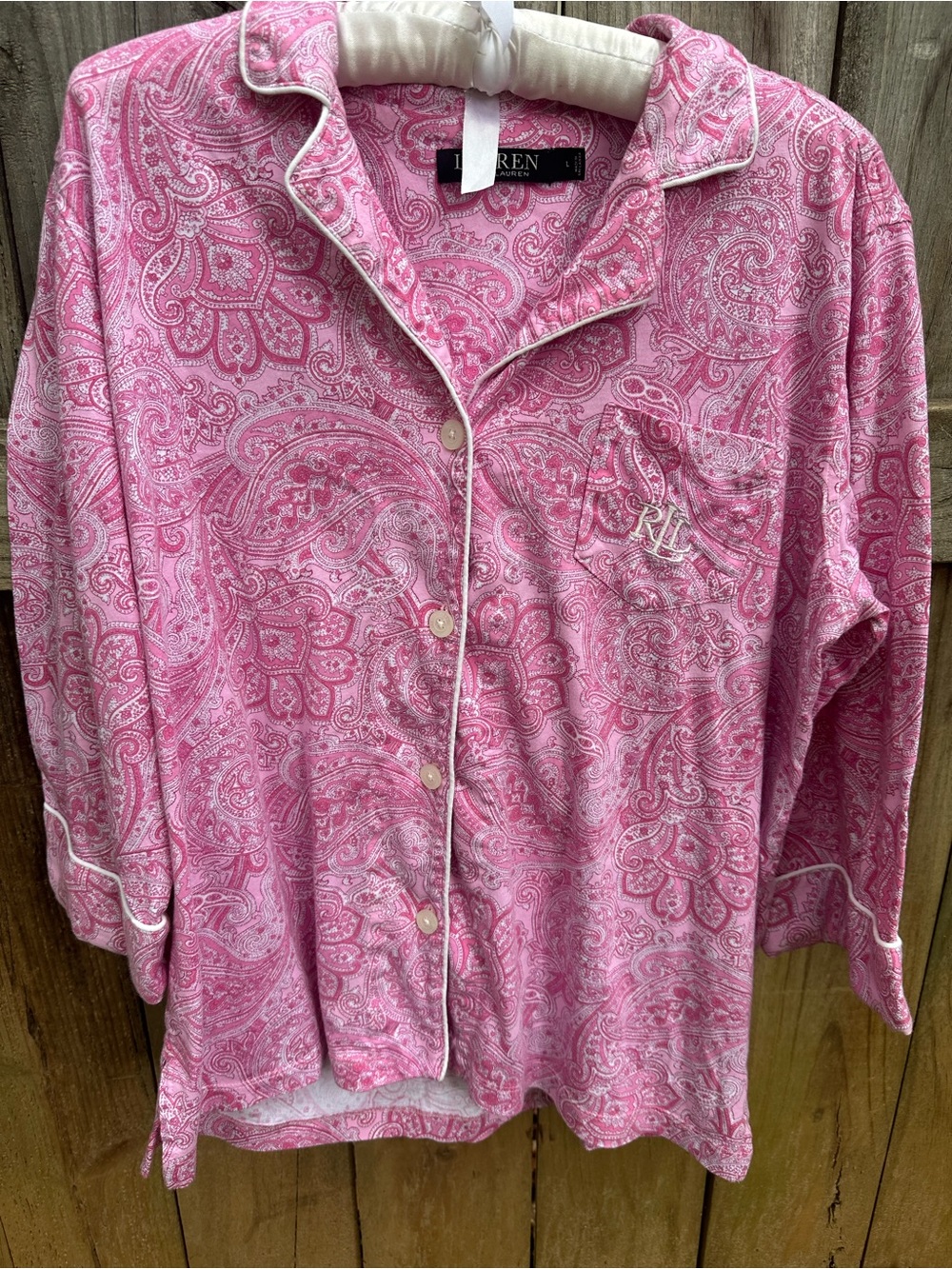 Lauren Ralph Lauren pink cotton pajama top